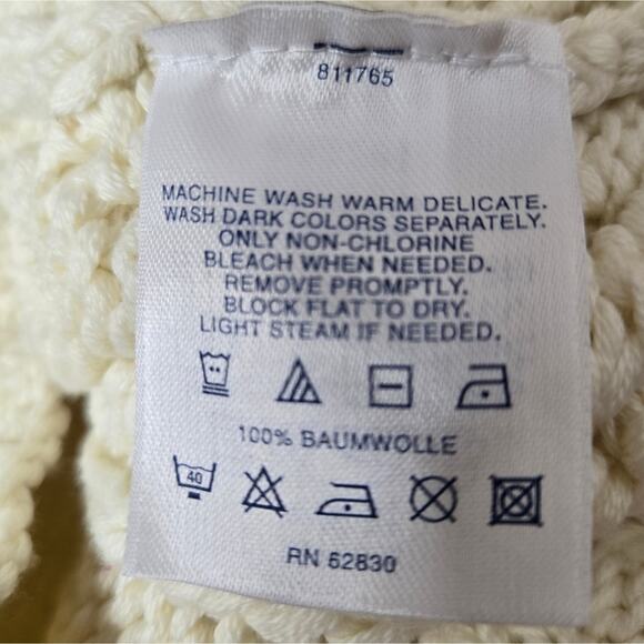 NWT Lands End Chunky Cable Knit Sweater Cream Long Sleeve 2Way Zipper Size XL - Picture 6 of 7